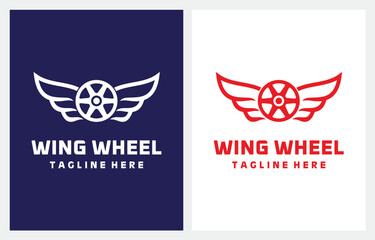 Naklejka premium Wheel Wing Auto Car logo design