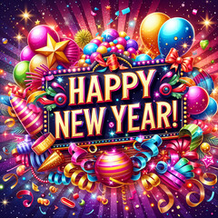 Happy New Year inscription on a festive background