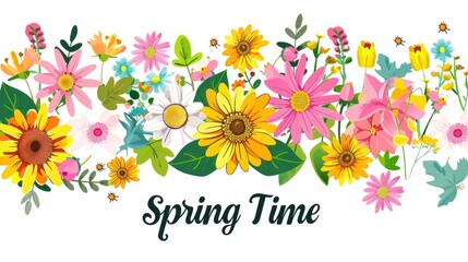 Spring Time Vector illustration of spring flowers