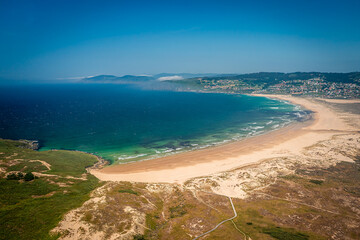 Aerial View over Valdoviño Beach, Galicia, Province of A Coruña, Spain