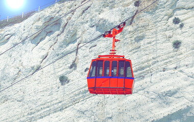Place of Interest in Israel. Cable car in Rosh Hanikra on the border between Israel and Lebanon....