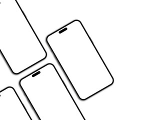 Set of realistic models with transparent screens. iPhone mockup collection. Realistic, flat and line style.