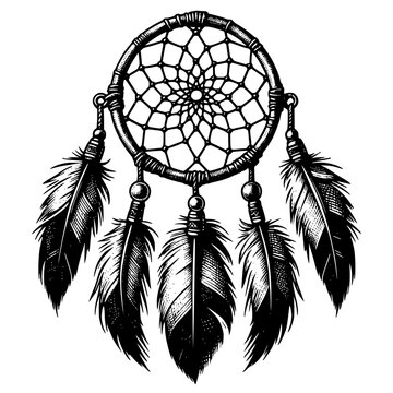 Native American Dreamcatcher Black And White