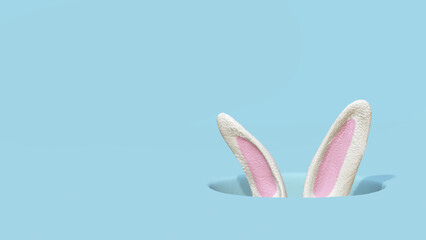  Easter egg shape with rabbit ears on a background. 3D Rendering