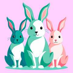 Obraz premium Easter Bunny Delight Cute rabbit with colorful eggs in a joyful spring scene