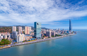 Fototapeta na wymiar Aerial photography of the coastal scenery of Xiamen, China