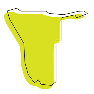 recommend clip art: Namibia country simplified map. Green silhouette with thin black contour outline isolated on white background. Simple vector icon