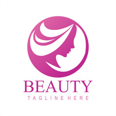 Feminine woman with beauty modern logo template