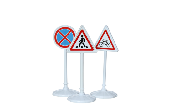 PNG road signs isolated on white background.