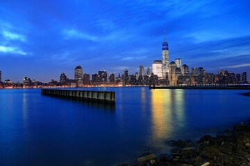New York City. Wonderful panoramic view of Manhattan Midtown Skyscrapers  - obrazy, fototapety, plakaty