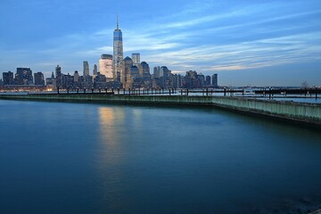 Fototapeta na wymiar New York City. Wonderful panoramic view of Manhattan Midtown Skyscrapers 