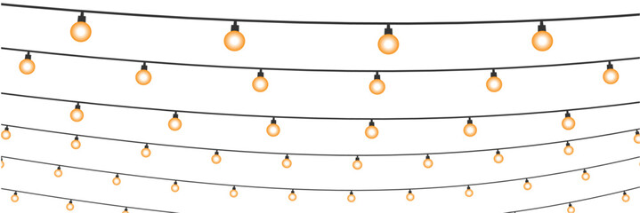 led christmas lights. Vector String with glowing led light bulbs.