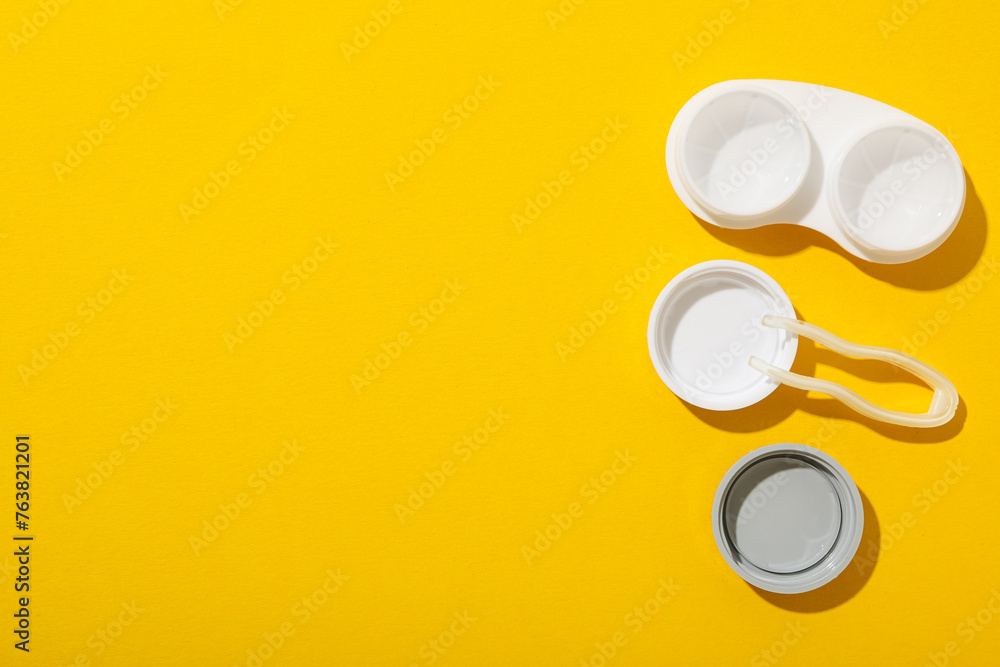 Sticker contact lenses for eyes with a container for their storage