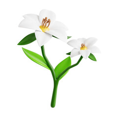 Fragrant Jasmine Flower 3D Icon Illustration