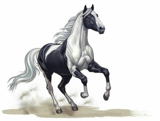 Horse on isolated white and clean background equine cartoon realistic 