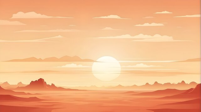 sunrise desert vector isolated, flat, and minimalistic image