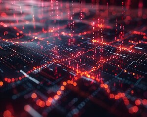 Obraz premium Cybernetic stock market futuristic finance closeup holographic charts sharp focus