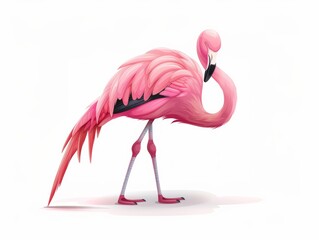 flamingo with a clean and white background tropical big pink bird 