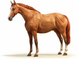 Obraz premium Horse on isolated white and clean background equine cartoon realistic 
