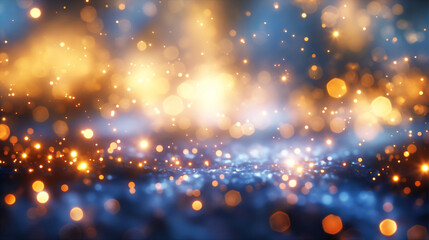 Colorful blue gold and orange color bokeh light abstract background, 3D illustrtaion.	
