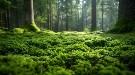 Lush Moss-Covered Forest Floor Invites Closer Appreciation of Nature's Miniature Landscapes and Ecological Wonders