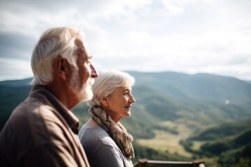 shot of a senior couple enjoying the view at a scenic viewpoint - obrazy, fototapety, plakaty
