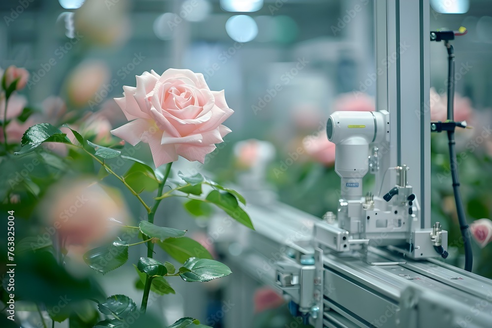 Aufkleber ensuring safe operations in a manufacturing plant with high-tech robots. concept robot safety protoc