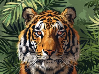 tiger with green and clean background