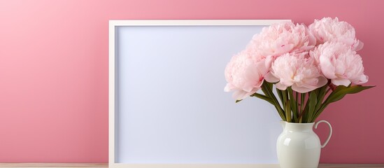 A pink flower vase and picture frame adorn the table, showcasing the beauty of Flower arranging. The colorful petals add a touch of nature to the room