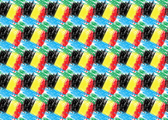 Seamless colorful brushstrokes. Black, blue, red, yellow and green. Chaotic background. Transparent background-PNG - obrazy, fototapety, plakaty