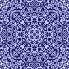 Seamless kaleidoscopic mandala lace pattern violet background - 763826213