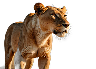 lioness isolated transparent background PNG ai generated