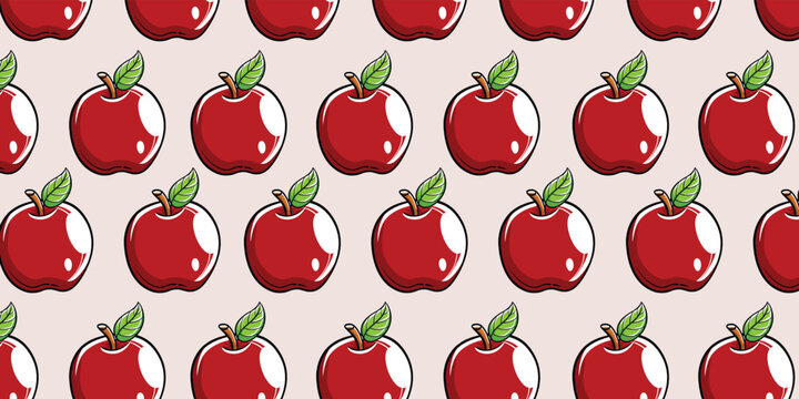 Vector apple fruit with seamless pattern background