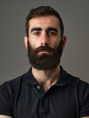 Obraz premium A man with a thick beard and an intense gaze projects strength and depth in this portrait