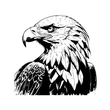 Detailed eagle head sketch.