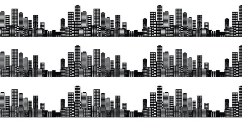 Vector skyscrapers silhouette with seamless pattern background