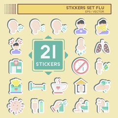 Sticker Set Flu. suitable for education symbol. simple design editable. design template vector. simple illustration