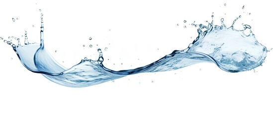 Obraz premium A liquid splash of water on a white background, creating a beautiful visual arts artwork reminiscent of a wind wave painting. The slope and artistry in the drawing captures the essence of nature