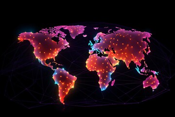 a map of the world with lights