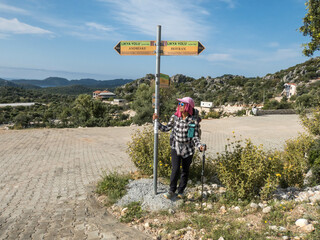 Finding the route on the Lycian Way, Kapakli, Demre, Turkey