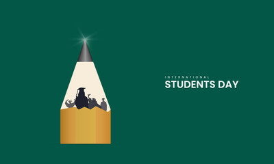 International Students Day, student, pen World Students Day creative design for banner, poster, and 3D Illustration.