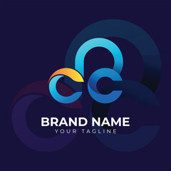Letter cc logo, vector gradient logo template