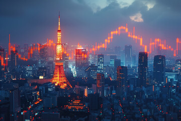 日本の株価チャート「AI生成画像」