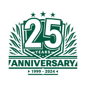 25 years anniversary celebration shield design template. 25th anniversary logo. Vector and illustration.