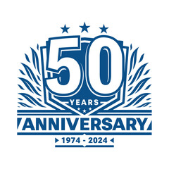 50 years anniversary celebration shield design template. 50th anniversary logo. Vector and illustration.