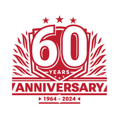 60 years anniversary celebration shield design template. 60th anniversary logo. Vector and illustration.
