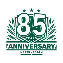 85 years anniversary celebration shield design template. 85th anniversary logo. Vector and illustration.