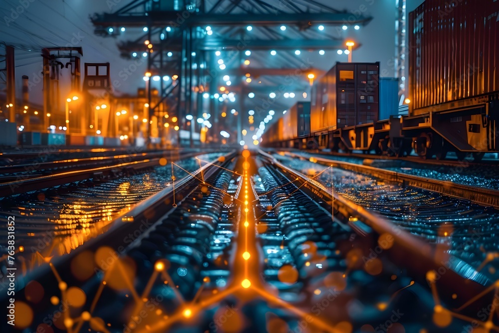 Aufkleber digital technology improving supply chain visibility and efficiency through smart contracts. concept
