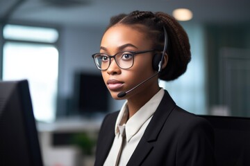portrait of a confident young woman working in a call centre