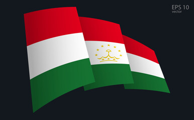 Waving Vector flag of Tajikistan. National flag waving symbol. Banner design element.
